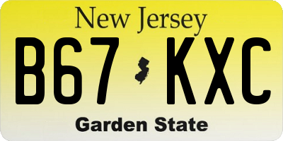 NJ license plate B67KXC
