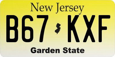 NJ license plate B67KXF