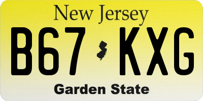 NJ license plate B67KXG