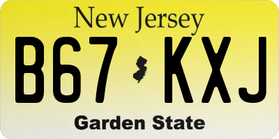 NJ license plate B67KXJ