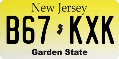 NJ license plate B67KXK