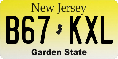 NJ license plate B67KXL