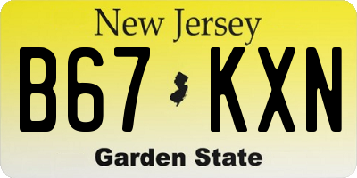 NJ license plate B67KXN