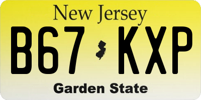 NJ license plate B67KXP