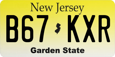 NJ license plate B67KXR