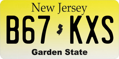 NJ license plate B67KXS