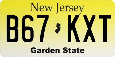 NJ license plate B67KXT