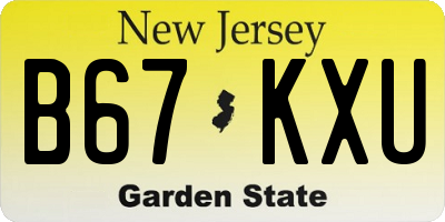 NJ license plate B67KXU