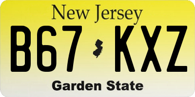 NJ license plate B67KXZ
