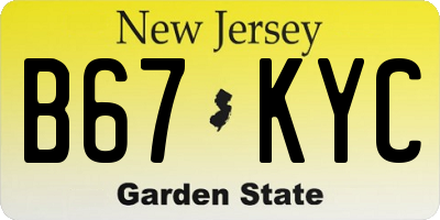 NJ license plate B67KYC