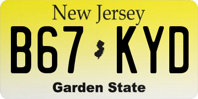 NJ license plate B67KYD