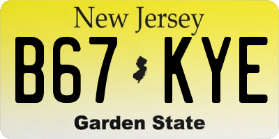 NJ license plate B67KYE