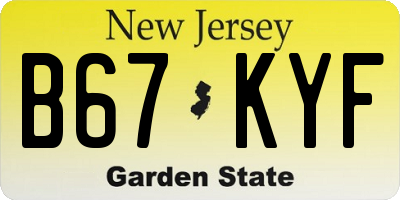 NJ license plate B67KYF