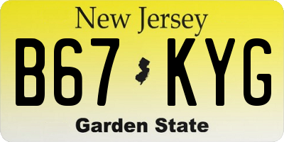 NJ license plate B67KYG