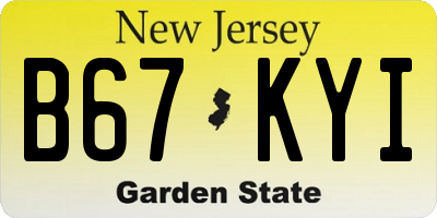 NJ license plate B67KYI
