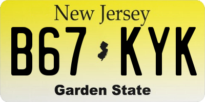 NJ license plate B67KYK