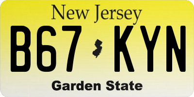 NJ license plate B67KYN