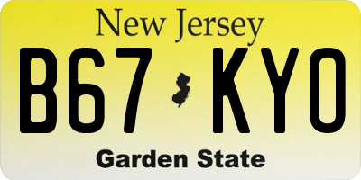 NJ license plate B67KYO