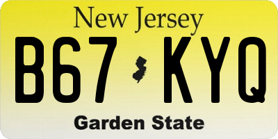 NJ license plate B67KYQ