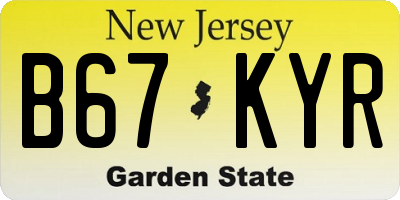 NJ license plate B67KYR