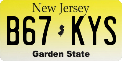 NJ license plate B67KYS