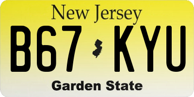 NJ license plate B67KYU