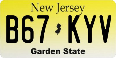 NJ license plate B67KYV
