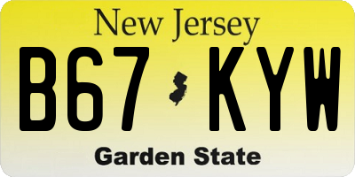NJ license plate B67KYW