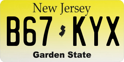 NJ license plate B67KYX