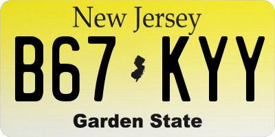 NJ license plate B67KYY