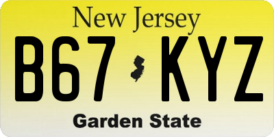 NJ license plate B67KYZ