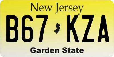 NJ license plate B67KZA