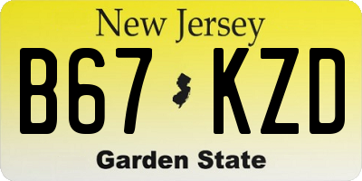 NJ license plate B67KZD