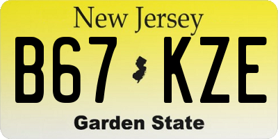 NJ license plate B67KZE