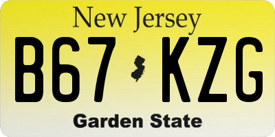 NJ license plate B67KZG