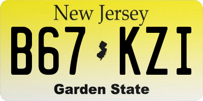 NJ license plate B67KZI