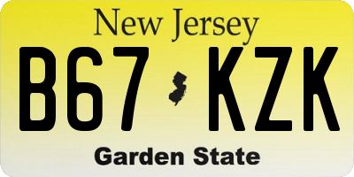 NJ license plate B67KZK