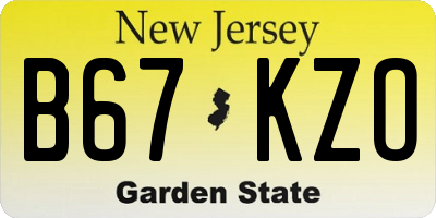 NJ license plate B67KZO