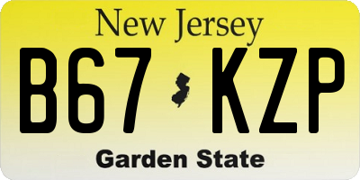 NJ license plate B67KZP