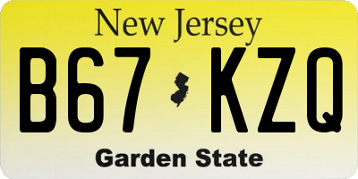 NJ license plate B67KZQ
