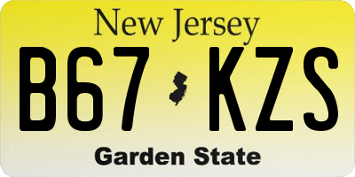 NJ license plate B67KZS