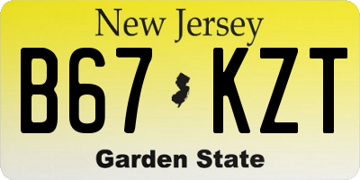 NJ license plate B67KZT