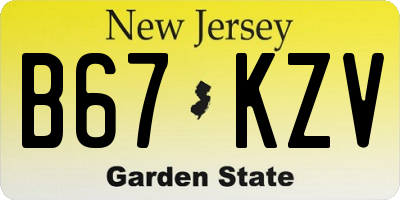 NJ license plate B67KZV