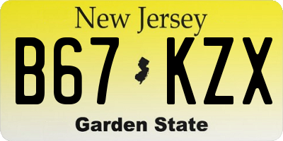 NJ license plate B67KZX