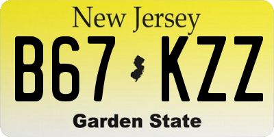 NJ license plate B67KZZ