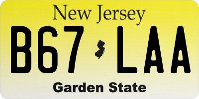 NJ license plate B67LAA