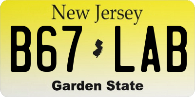NJ license plate B67LAB