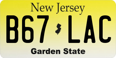 NJ license plate B67LAC
