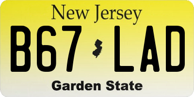 NJ license plate B67LAD