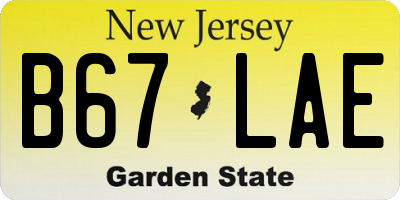 NJ license plate B67LAE
